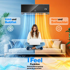 KESSER® Split Klimaanlage Set Quick Connect 12000 BTU 3,4 kW – WiFi & App Klimagerät mit Heizfunktion & Kühlmodus Wandklimaanlage, mit Kupferleitung Kältemittel R32 Inkl. Montagematerial