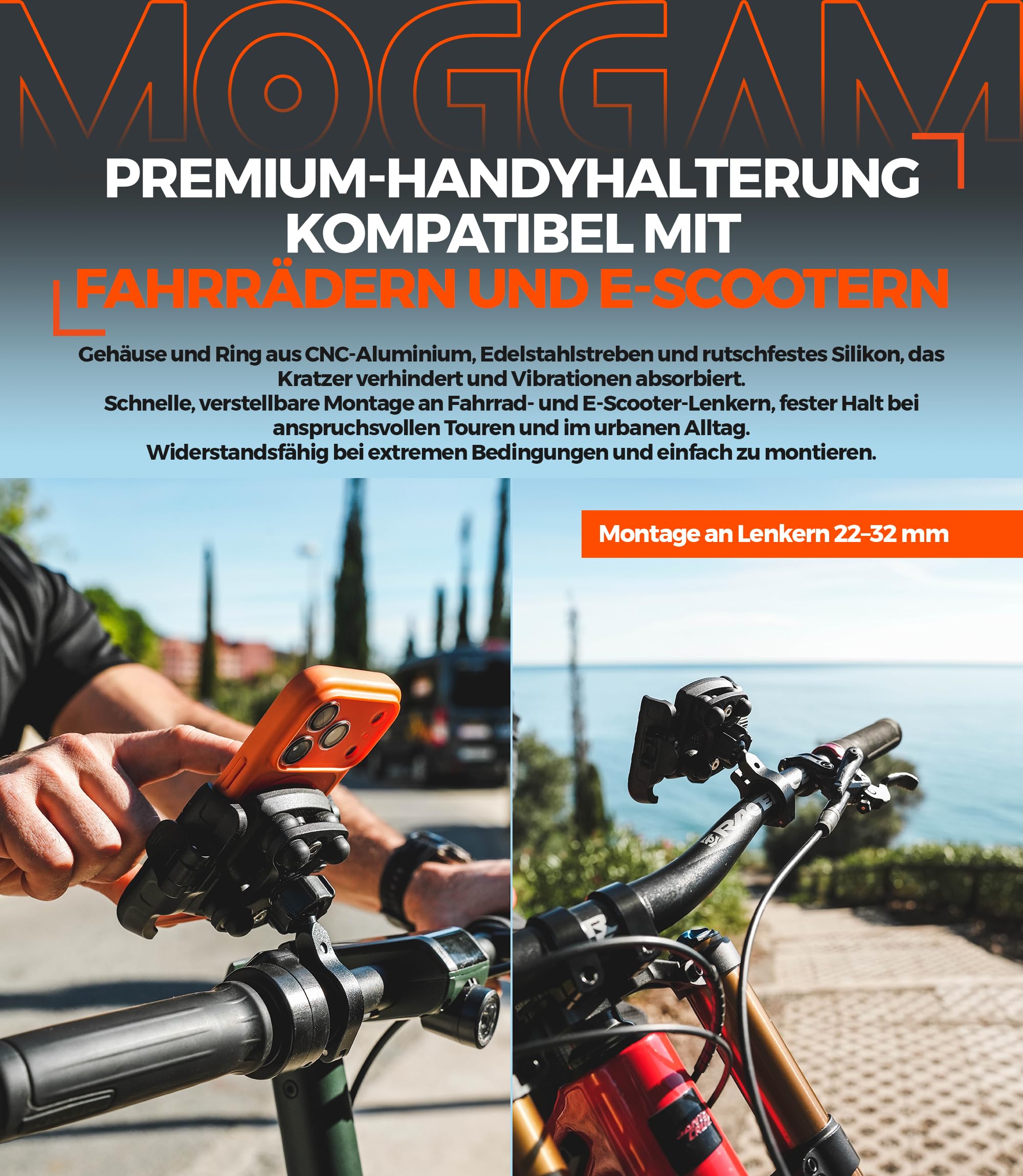 Handyhalterung Motorrad 【Doppelte Antivibrations-Technologie】mit Aluminiumkörper und Ring Motorrad Handyhalterung 5,4 bis 7,2" Handyhalter Fahrrad 【Schnellverschluss】 Phone Holder Bike als Geschenk