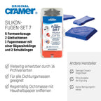 Cramer® Silikon Fugen-Set 7 I Zum Neuverfugen & Entfernen in Küche & Bad I Fugenglätter mit 16 Profilvarianten & Gleitschiene für alle Dichtungsmassen