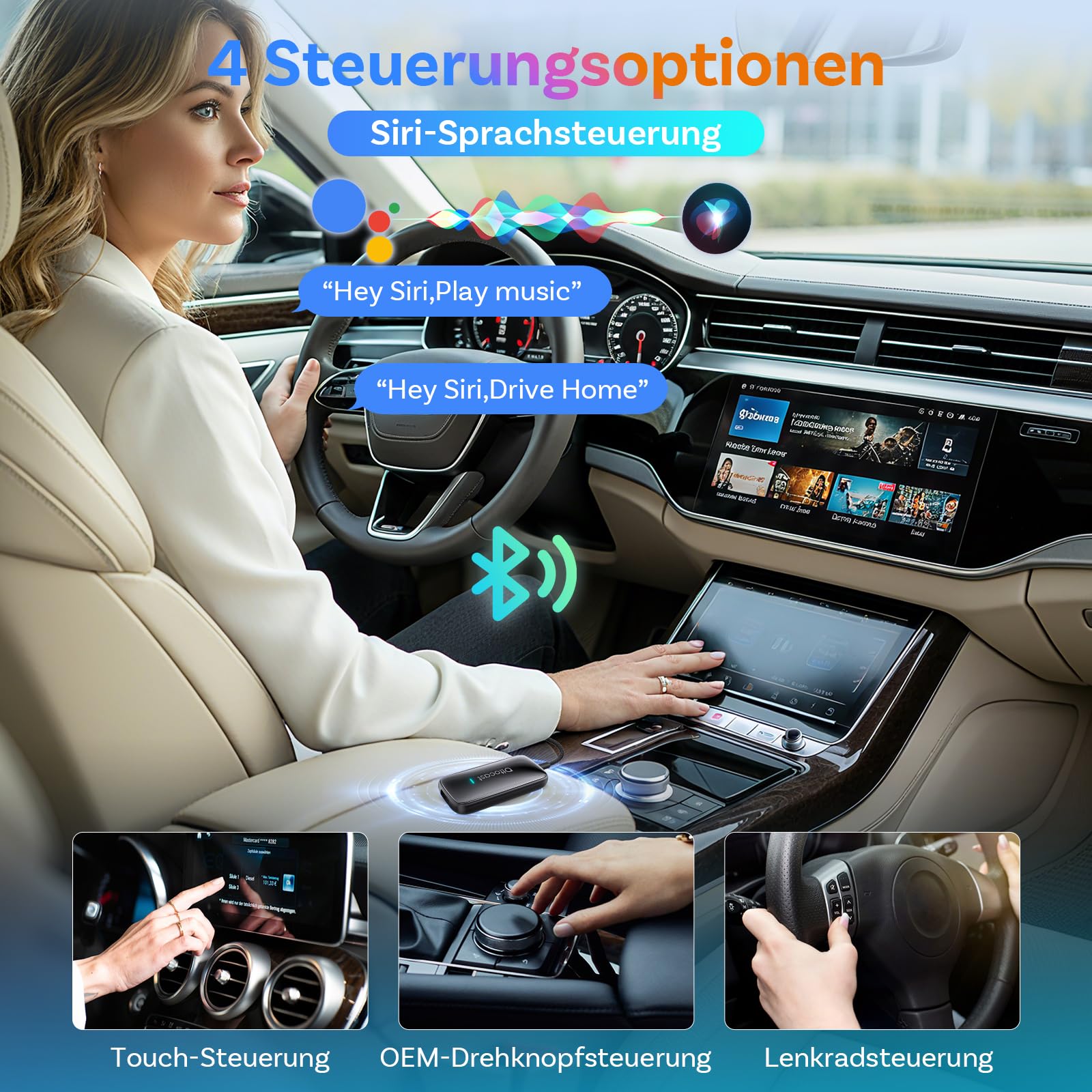 OTTOCAST Play2video Ultra 2026 Upgrade, kabelloser CarPlay & Android Auto Adapter mit YouTube/Netflix/Prime Video, Plug & Play, 4 GB + 32 GB AI Box für Fahrzeuge mit kabelgebundenem CarPlay ab 2016