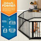KIDUKU® 7,2 Meter Baby Laufgitter XXL klappbar inkl. Tür | Laufstall mit doppelter Sicherung | Absperrgitter für Kinder inkl. 8 Elementen | Krabbelgitter individuell formbar