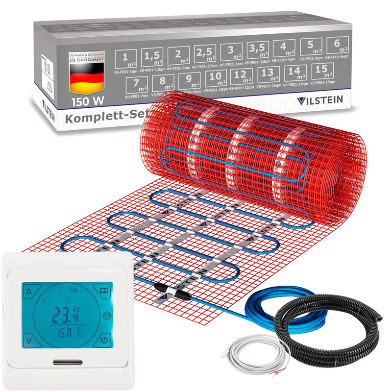 VILSTEIN® Elektrische Fußbodenheizung [150W/m²] - Bodenheizung Elektrisch geeignet für Laminat, Fliesen & mehr - Elektro Fussbodenheizung - Elektrische Heizmatte Fußboden - (14x0.5m - 7qm)