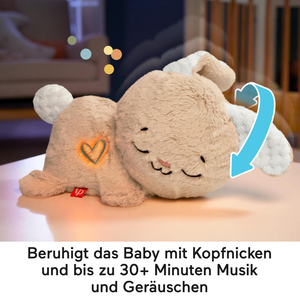 Fisher-Price Schlummer Häschen - tragbares Plüschspielzeug mit Musik und Licht für Neugeborene, Baby Spielzeug ab Geburt, Babyparty und Neugeborenen Geschenk, HXG97