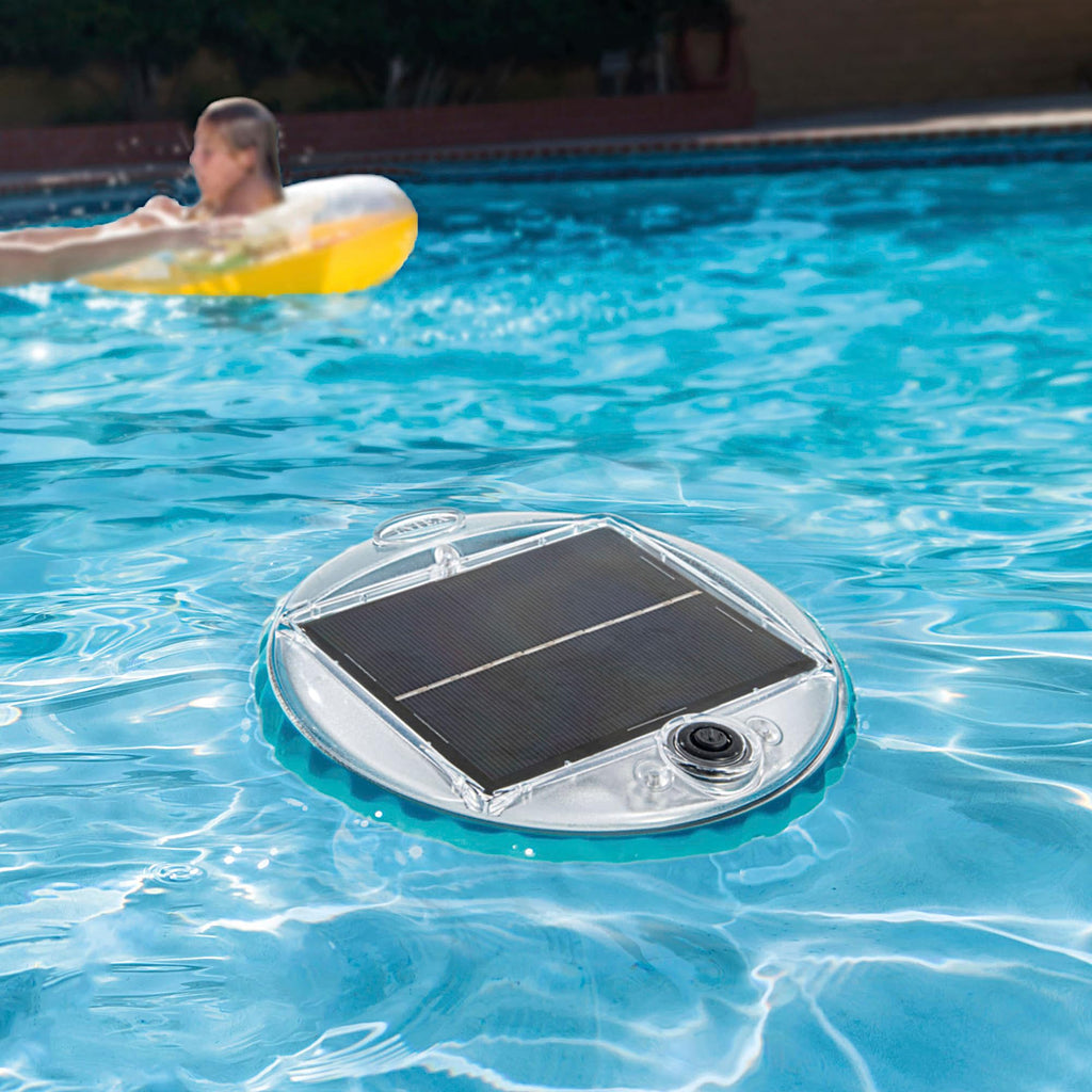 Intex Solar Powered LED Floating Poolleuchte - Solarbetriebene Blitzboje - 2 Beleuchtungsmodi, 28695, Weiß