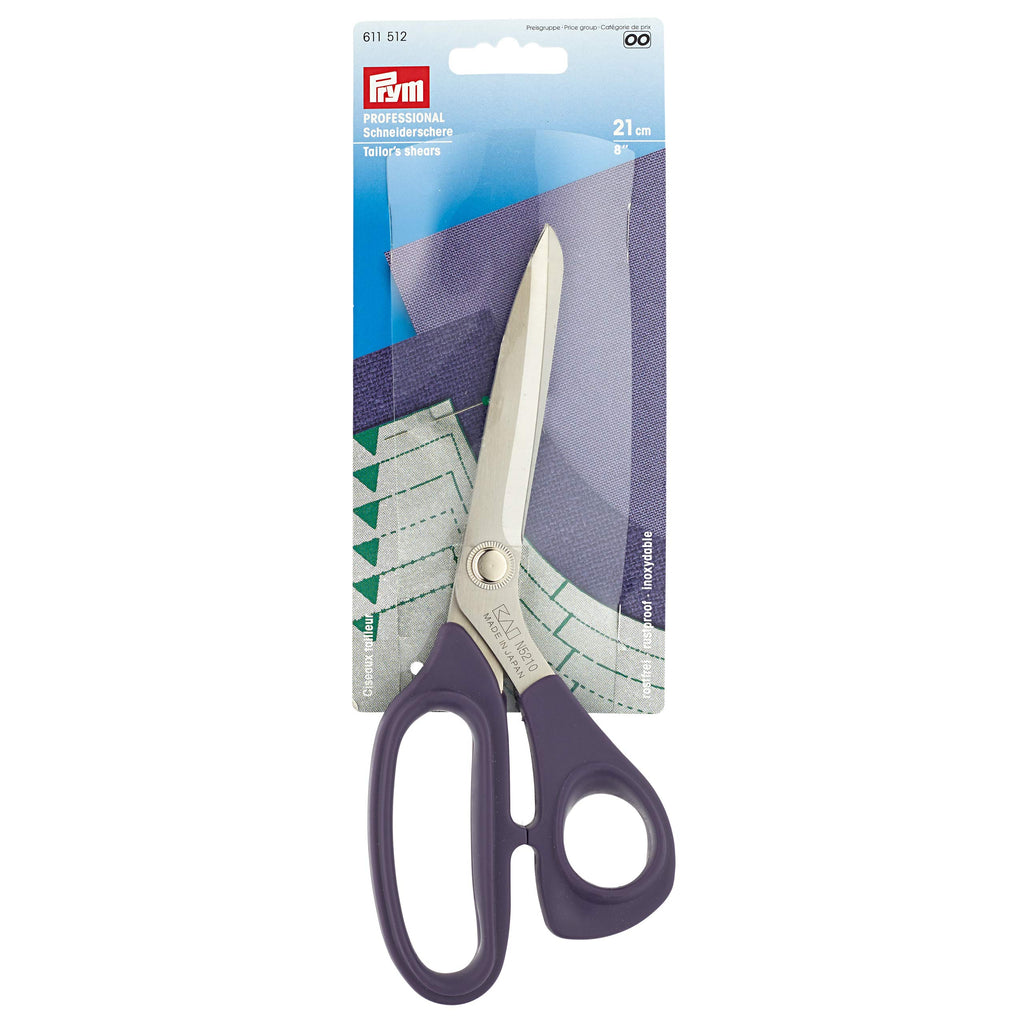 Prym 611512 8" Professional Schneiderschere | Stoffschere 21 cm aus Edelstahl mit ergonomischem Soft-Griff | Präzises Schneiden von feinen & festen Stoffen | Lila | Für Rechts- & Linkshänder