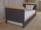 Love For Sleep Babybett Beistellbett 120x60 cm mit Schublade & Matratze - Kinderbett Baby Bett Holz Anthrazit-Kiefer, Babybett Komplett Set - Kinderbett Babybett Mitwachsend Gitterbett