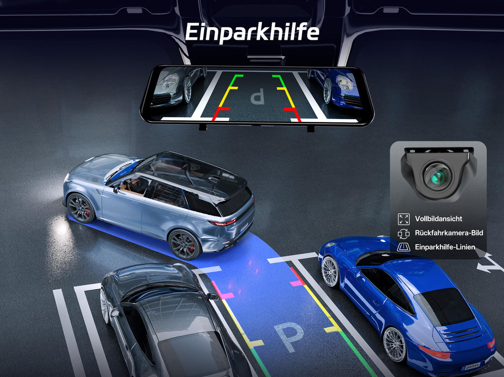 Pelsee S12 Pro 12" Spiegel Dashcam Mit STARVIS 2 Sensor, 4K Dashcam Auto Vorne Hinten Mit 5,8 GHz WiFi, Touchscreen Rückspiegel Rückfahrkamera Mit ADAS & BSD, GPS, Farb-Nachtsicht, 64GB Karte
