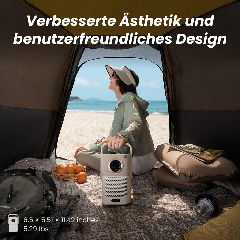 Beamer Sound by JBL, T2 Portable Projektor FHD 1080P Native Outdoor Beamer mit 2.5H Built-in Batterie/Autofokus/Trapezkorrektur Klein Projektor Heimkino, Projector für Handy/Laptop/HDMI/USB