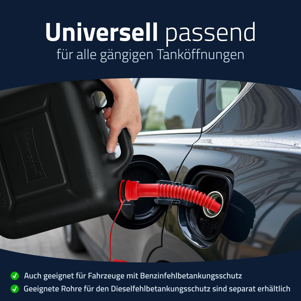 hünersdorff Kraftstoff-Kanister 812800 STANDARD 10l für Benzin, Diesel und andere Gefahrgüter, UN-Zulassung, made in Germany, TÜV-geprüfter Produktion, schwarz