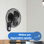 ARDES - Wandventilator mit 3 rotierenden Flügeln (40 cm), Fernbedienung, automatische Oszillation, einstellbarer Timer und 3 Geschwindigkeitsstufen, Wandventilator schwarz AR5W40R