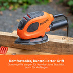BLACK+DECKER 55W Kompakter elektrischer Deltaschleifer, mit Staubabsauganschluss und 15 Zubehörteilen, inklusive Schleifblättern, Detailschleifspitzen und einer Softtasche, BEW230BC-QS