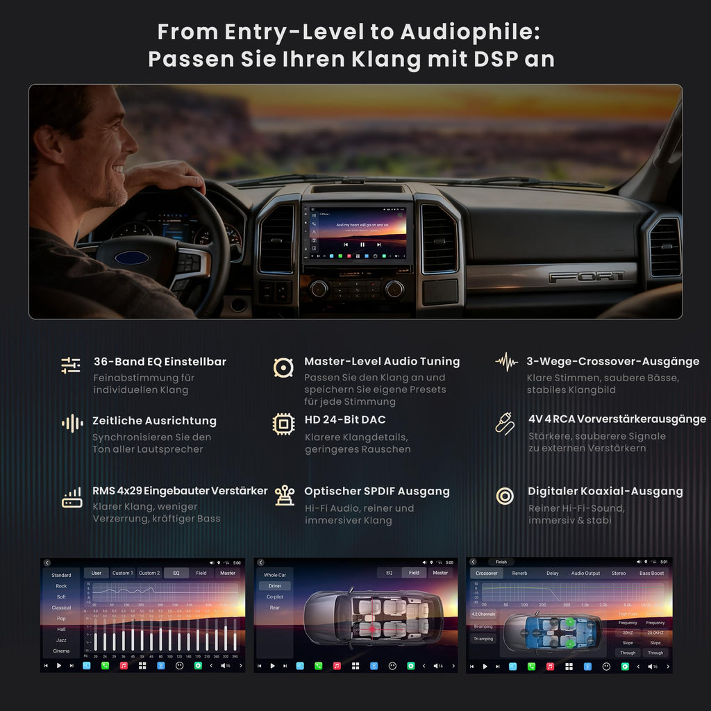 ATOTOZONE X10DG2B7E 7 Zoll Android DAB+ Autoradio Doppel-Din, 8+128G, 4G LTE, KI-Sprachassistent, Kabelloses Carplay & Android Auto, Duales Mikrofon & BT & Kameraeingang, 36B-EQ, HDMI-Eingang