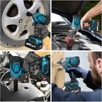 1200N.M Akku-Schlagschrauber,1/2 Zoll Schlagschrauber,Kompatibel mit Makita 18V, Multifunktions-Schlagschraubers mit LED-Licht, mit Akku, 7200 rpm, 4 Geschwindigkeiten, für Auto und Haus (Blau)