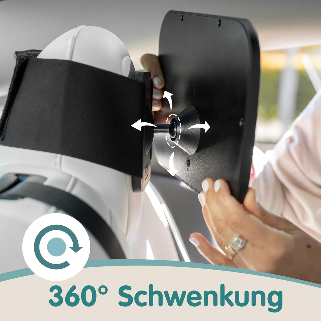 Onco Baby Autospiegel für feste Kopfstützen - Tesla-kompatibler Autospiegel Baby Rücksitz, 100% Bruchsicherer & Rutschfester Spiegel Auto Rückbank, 360°-Schwenkbarer Spiegel Auto