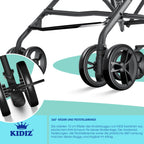 KIDIZ® Kinderwagen CITY Buggy Kinderbuggy klappbar Sportwagen Faltbar 360° 4-Zoll-Räder Inkl. Sonnen- und Regenverdeck zusammenklappbar 5-Punkt-Sicherheitsgurt ab 6 Monate, Anthrazit