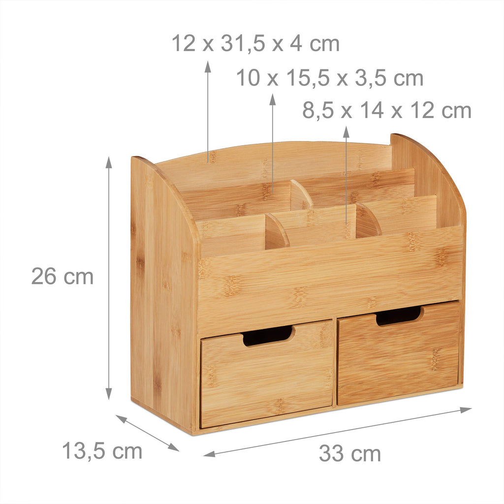 Relaxdays Schreibtisch Organizer Bambus, natur
