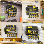 Yeabett 3 Ebenen Werkzeug Wandhalterung, Werkzeugspeicher Aufbewahrung für 4 Elektrowerkzeug, Werkzeug Wandhalterung für Garage, Werkstatt, 42.5 * 20 * 31cm (Schwarz)