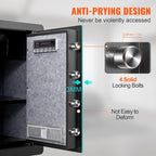 VEVOR Safe Tresor 2,2 Kubikfuß, Möbeltresor mit Feuerfester Geldtasche, Passwort & Schlüssel & Fingerabdruck Herausnehmbares Regal, Innenschrank, Wandtresor für Bargeld, Schmuck, Dokumente, Wertsache