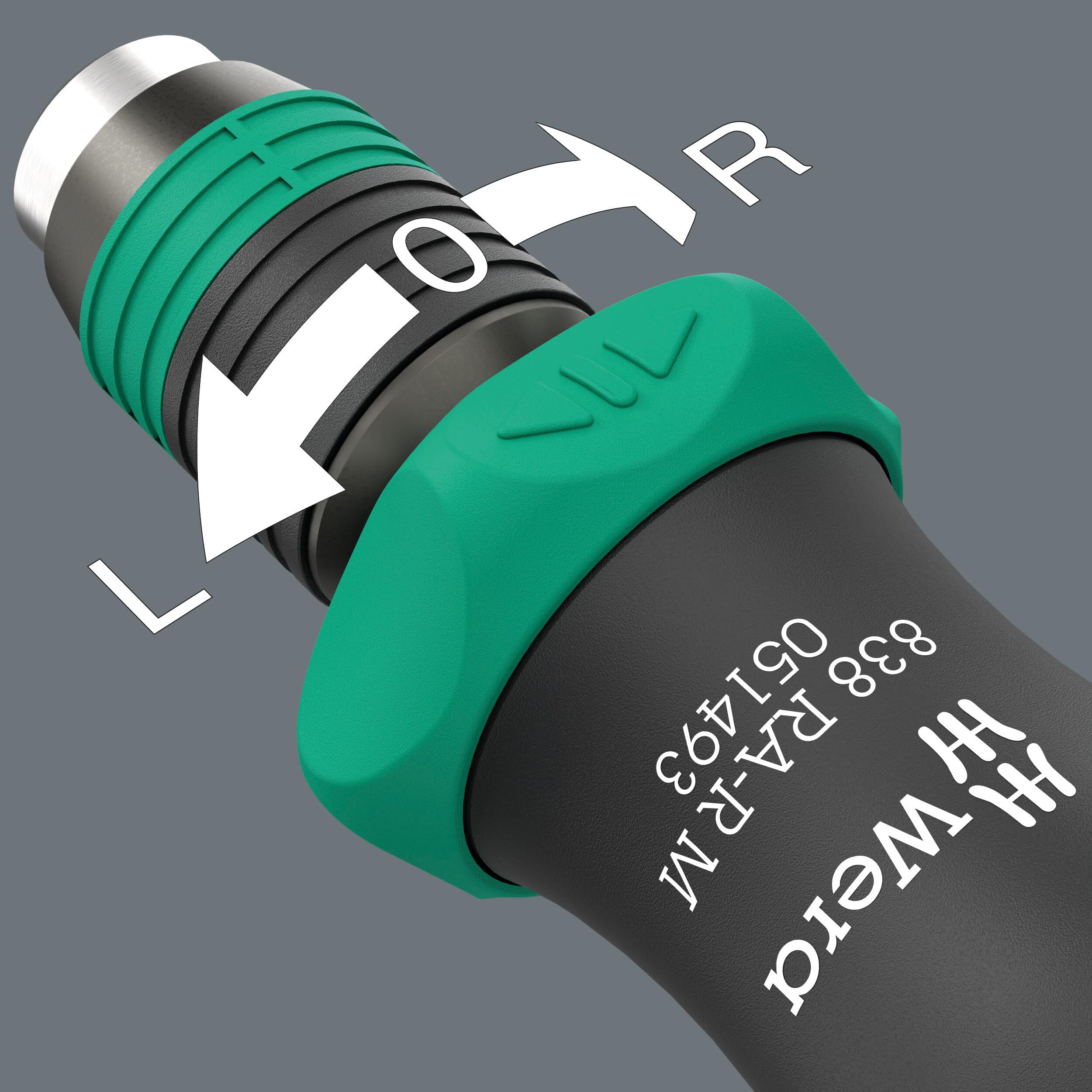 Wera 05051493001 838 RA-R M Bits-Handhalter mit Ratschenfunktion, 1/4", 1/4" x 123,5 mm