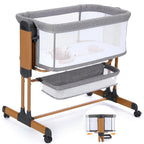 Growaystory 3 in 1 Baby-Beistellbett, Babybett mit Weich Matratze, Sicher Getestet & Vielseitig Einsetzbar, 7-Fach Höhenverstellung, Faltbare Seitenwand mit Rollen für Zuhause und Unterwegs