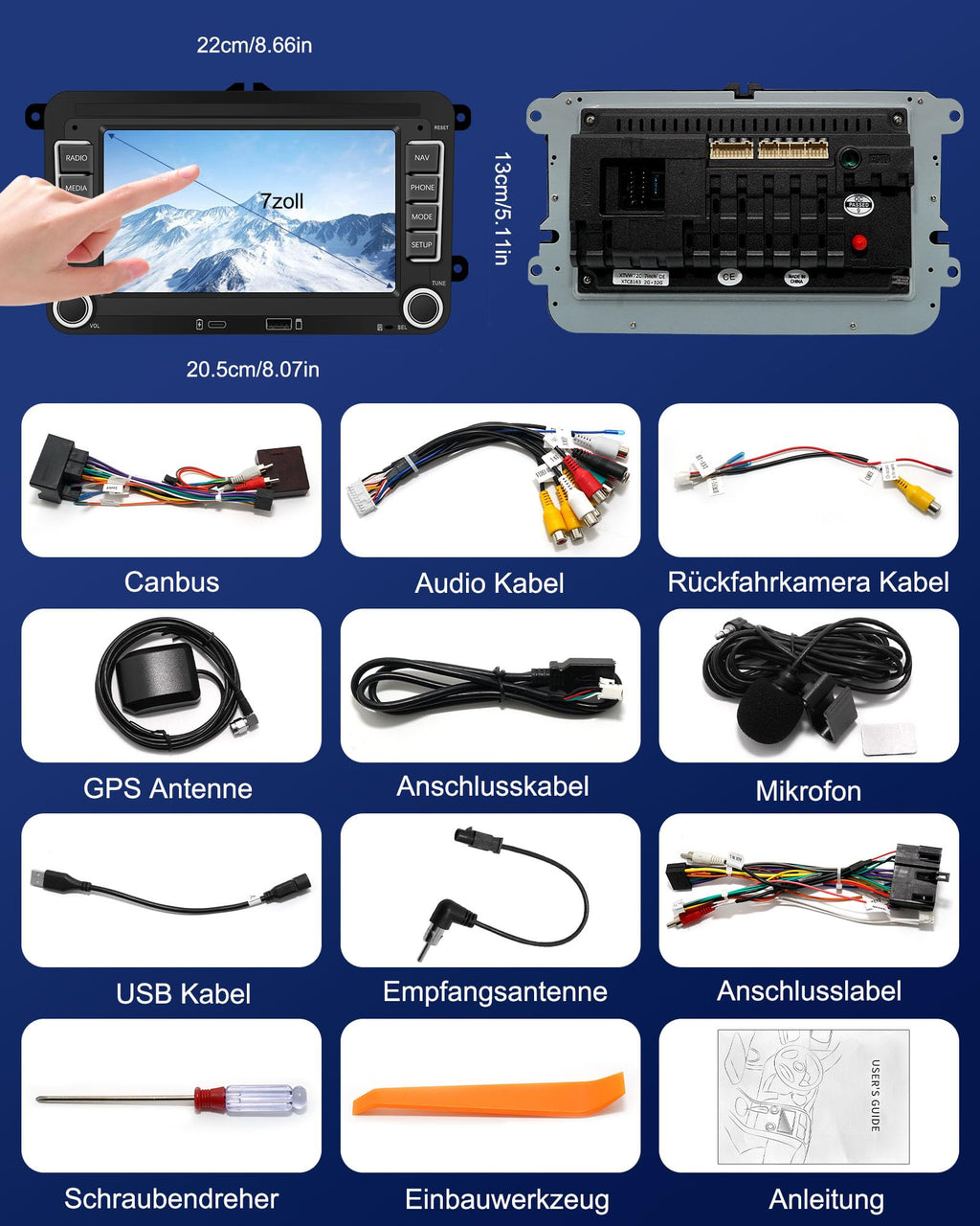 Ledio Bluetooth Autoradio mit Bildschirm für VW Golf 5 6 T5 Polo 6r Caddy Passat Touran Seat, Auto Radio mit Navi WLAN FM/AM Dab Radio, Apple Carplay Android Auto Mirrorlink 2Din 7 Zoll Android 14 GPS