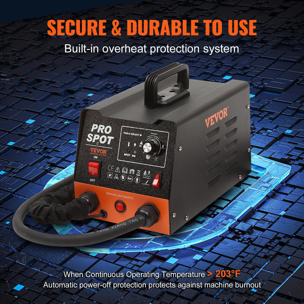VEVOR Spot Welding Machine Dent Spotter 3kW Bolt Welding Machine Dent 6-in-1 Welding Machine with Overheating Protection System Body Spotter 1.2 mm Welding Thickness for Carbon Steel Stainless Steel