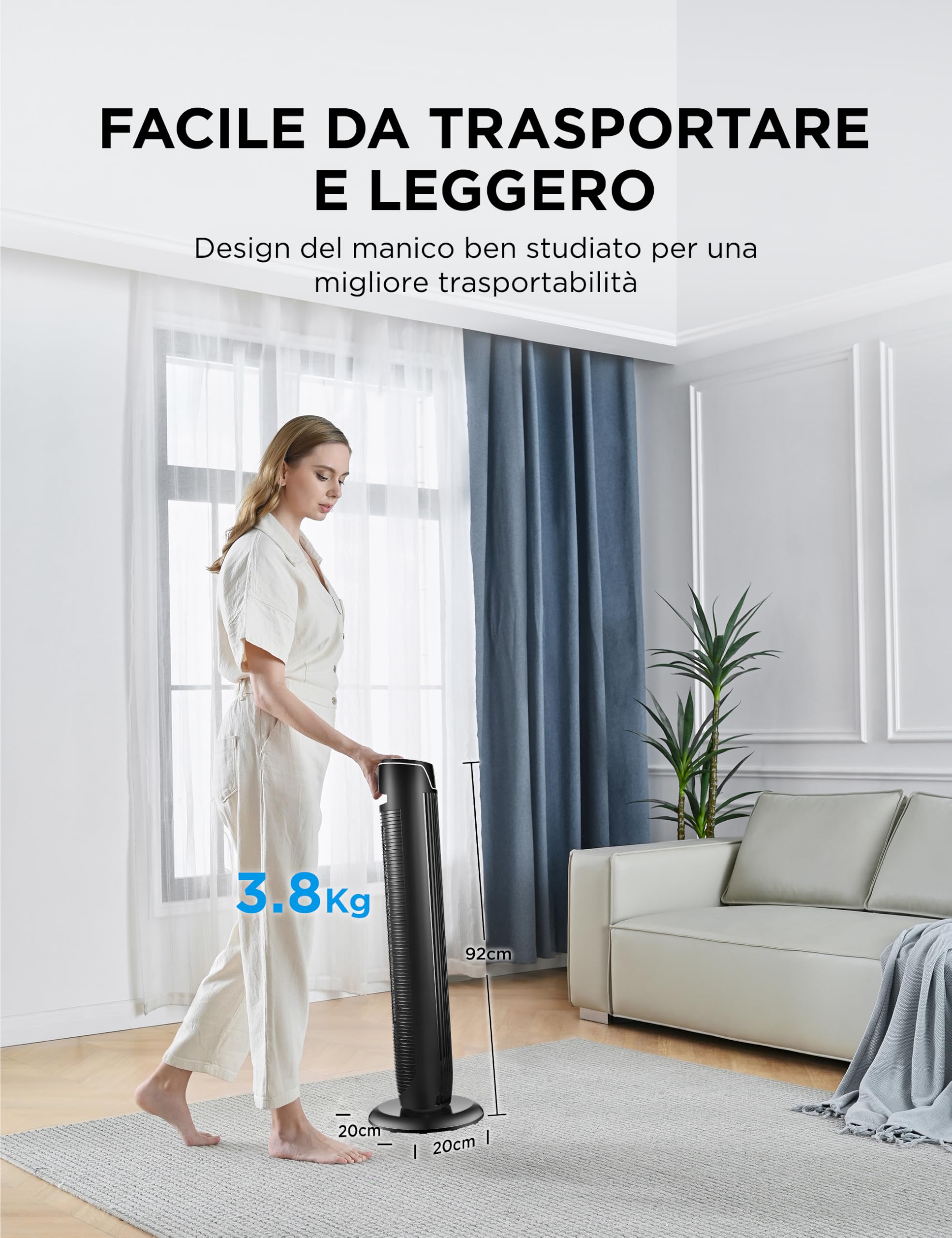 Midea FZ10-17JR Elegant Tower Fan with Remote Control