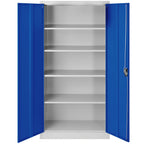 Jan Nowak Aktenschrank C001H Büroschrank Metallschrank Stahlschrank Werkzeugschrank Stahlblech Pulverbeschichtet Flügeltürschrank Abschließbar 195 cm x 90 cm x 40 cm (grau/blau)