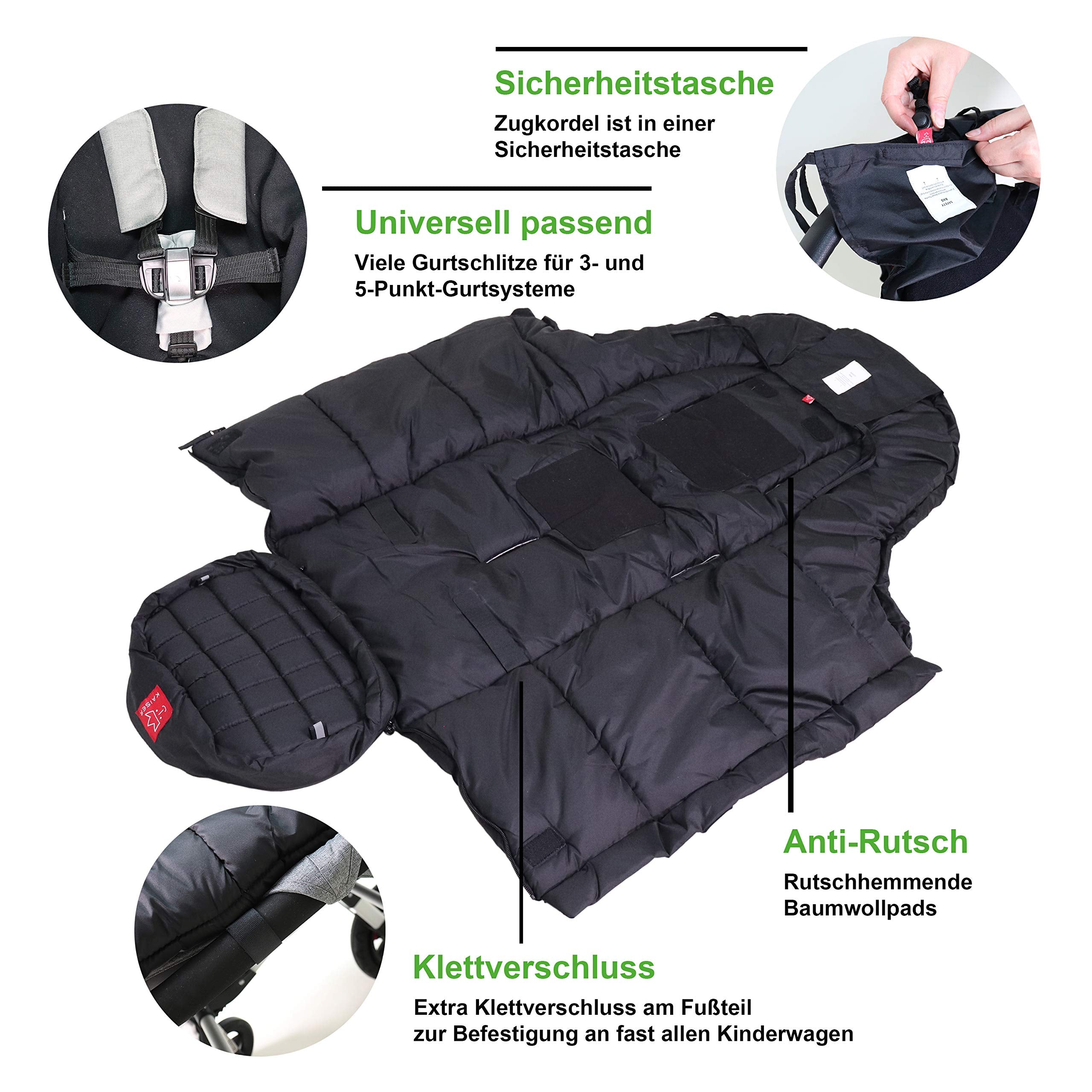 Kaiser Naturfelle 6570825 - Fußsack Iglu Thermo Fleece Farbe: schwarz