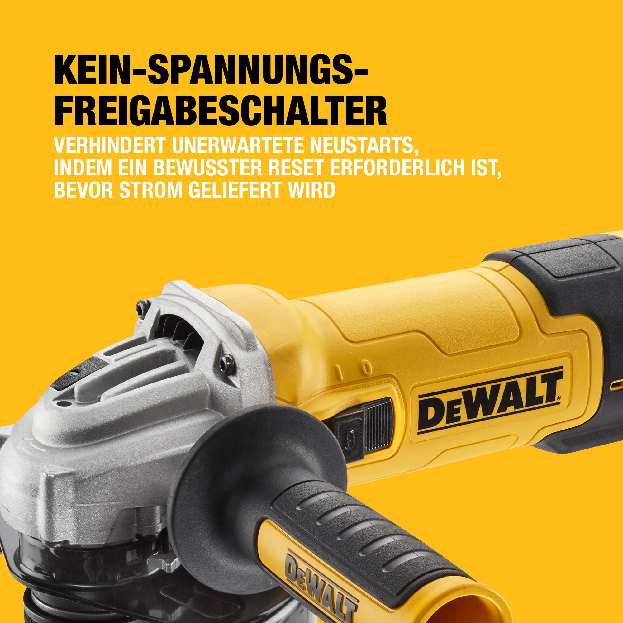 DEWALT 125 mm Winkelschleifer mit Beton-Oberflächenset DWE4257KT-QS (1.500 Watt, Epoxyd-Harz gepanzerte Wicklung, Sanftanlauf, mit 125mm Staubhaube, Bügelgriff und Diamant-Topfscheibe), DWE4257KT-QS