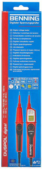 BENNING DUSPOL digital Digitaler True RMS Spannungsprüfer (Prüfart 2-polig, Spannungsmessbereich 1 V - 1000 V AC/ 1200 V DC, Durchgangsprüfung) 50263 (Packung mit 2)