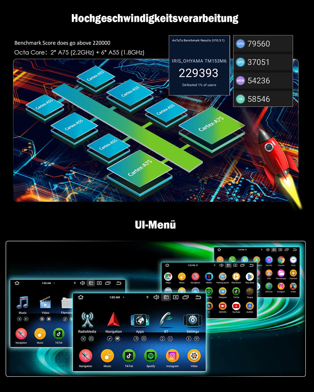 Erisin Android 14 4GB+64GB 8-Kern Autoradio mit CD Bluetooth GPS Navi für VW Golf 5/6 Passat B6 Polo 6R Touran Skoda Seat Tiguan Jetta T5 7" Touchscreen CarPlay Android Auto DAB+ WiFi 4G A2DP Canbus
