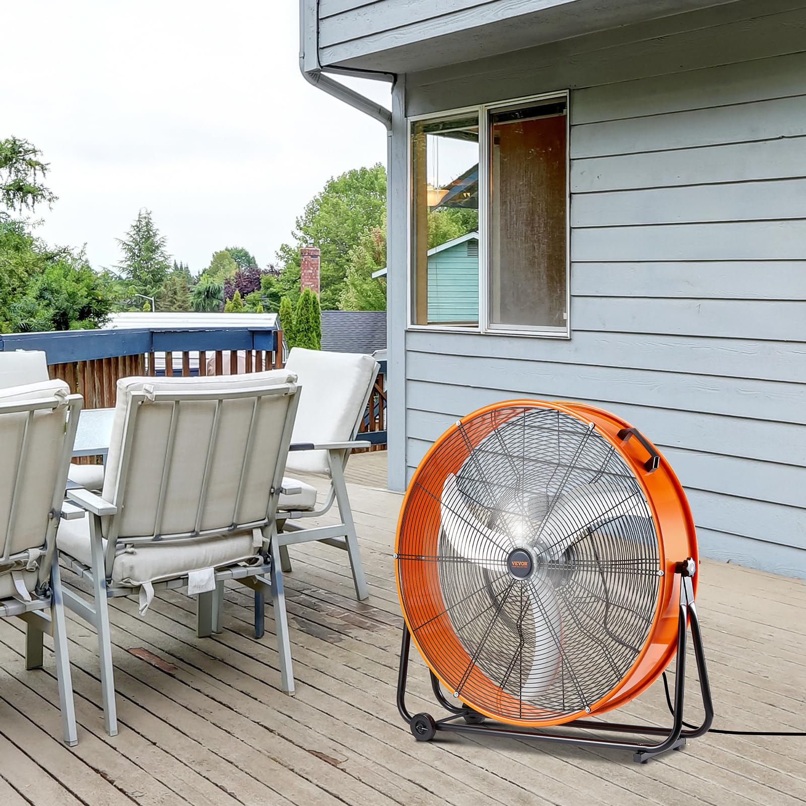 VEVOR Trommelventilator, 30 Zoll Industrie-Ladenventilator, Bodenventilator mit 3 Gänge, Trommelgebläse 13000 CFM, Standventilator 360° verstellbarer, Windmaschine für Lager, Werkstatt, Fabrik, Keller