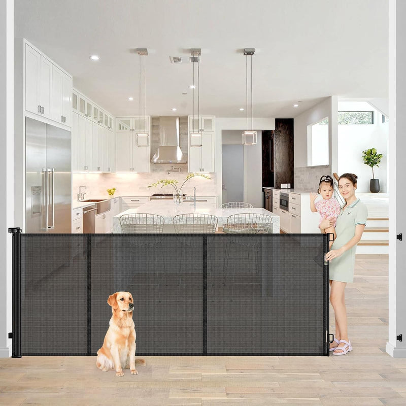 Treppenschutzgitter Türschutzgitter Ausziehbar 0-300 cm,Baby Absperrgitter Schutzgitter Treppe für Kinder,Katzen und Hunde,Geeignet für Innen Außenbereich (300cm/schwarz)