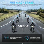 WAYXIN X6S Motorrad Intercom,integriertem Mesh Intercom System, Dual-Chip für Audio-Multitasking Kopfhörer,Helm Headset für bis zu 8 Motorräder,mit HiFi/Musik Teilen/FM/AI Sprache (Schwarz-2pcs)