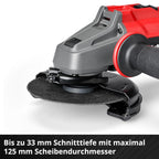 Einhell Professional Akku-Winkelschleifer AXXIO 18/125 Power X-Change (18 V, 700 W, 125 mm Scheiben-Ø, 33 mm Schnitttiefe, Brushless, Softstart, ohne Trennscheibe, ohne Akku)