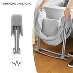 kk Kinderkraft Kinderkraft Kinderbett 3 in 1 lOVI, Kinderreisebett, Stubenwagen, Babywiege, Baby Wippe, Zusammenklappbar, Einfach Transport, mit Zubehör, Tasche, Moskitonetz,von Geburt bis 9 kg, Grau