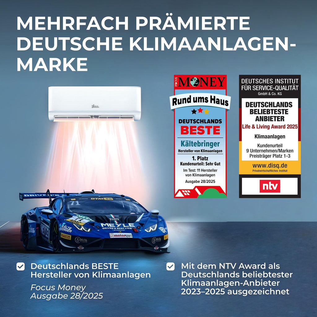 Kältebringer Split Klimaanlage Quick Connect - 12000 BTU (3,5 kW) - Klimagerät mit Heizfunktion, WiFi & App, bis 55qm, sehr leise - 5m Kupferleitung, Kältemittel R32, Montagematerial, Wandhalterung