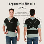 CuddleBug Babytragetuch ab Geburt bis 36 Monate (3,2-15,8 kg) - Kuscheliges & Elastisches Tragetuch Baby, Verstellbar von XS bis XXL, Stillfreundlich & Einfach zu Binden (Schwarz/Black)