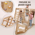 Goodevas Verbessert 9-in-1 Klettergerüst Indoor für Kinder, Montessori Klettergerüst mit Rutsche, Schaukel, Kletterwand, Kletterdreieck – Spielplatz für Kinderzimmer