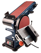 Ferm Bandschleifmaschine – 350W – 150mm - einschl. 2 Schleifbänder (P80 & P120) und 2 Schleifscheiben (P80 & P120), BGM1022