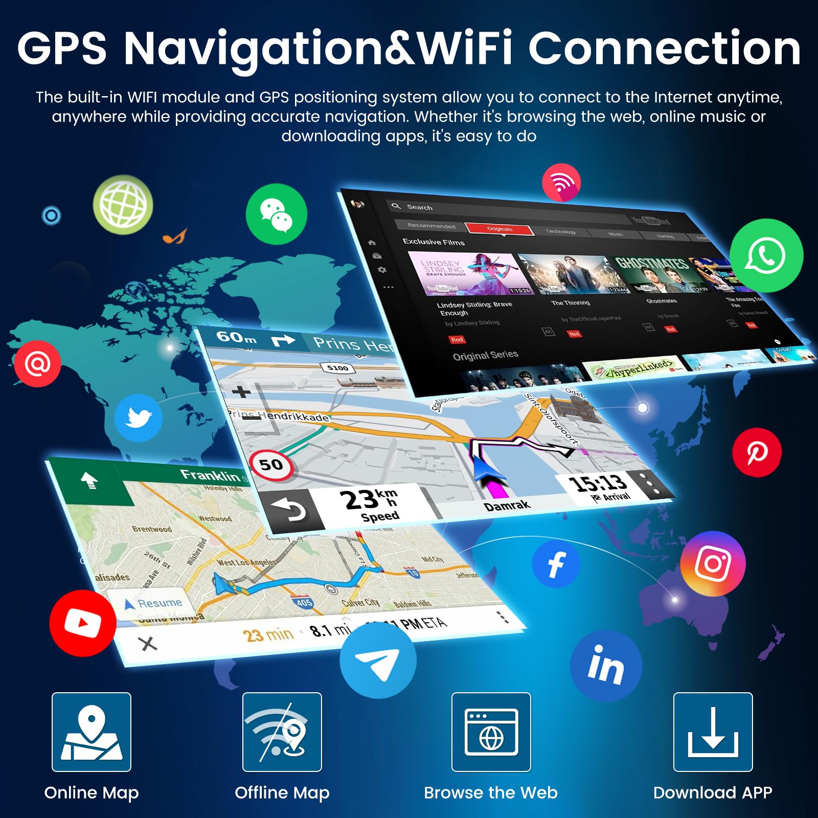 NHOPEEW 7 Zoll Android Autoradio mit 4 + 64 GB und USB Typ-C-Anschluss für VW Passat B6, B7 Golf 5 6 Jetta T5 EOS POLO Touran Seat Sharan Unterstützt CarPlay und Android Auto WiFi GPS + Rückfahrkamera