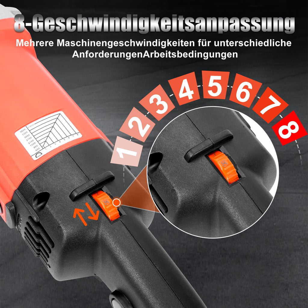 HYCHIKA 1400W Satiniermaschine, Bürstenschleifer zur Renovierung von Oberflächen, Holz Renovierungsschleifer 8 Gänge Variabler Drehzahlbereich 600-3600RPM, Metall Schleifmaschine Bürstmaschine