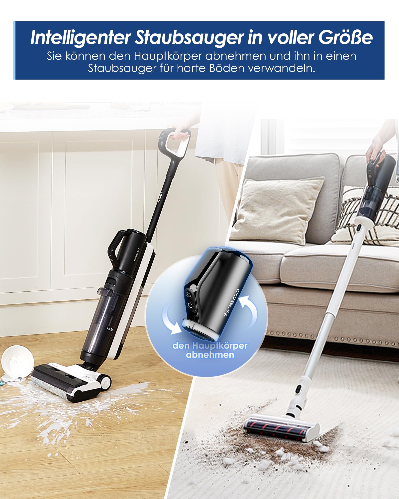 Tineco Floor One S5 Combo Power KIT Smart Nass Trockensauger mit iLoop Technologie 5-in-1, Nasssauger Staubsauger für Tierhaare, Harte Böden, LED Display, Wi- Fi, App