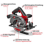 Einhell Akku-Handkreissäge TE-CS 18/165-2 Li - Solo Power X-Change (18 V, Ø 165 mm Sägeblatt, 57 mm Schnitttiefe, werkzeuglose Einstellung, LED, ohne Akku)