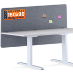 RICOO ZAP1680-G Akustik Trennwand Schreibtisch 160 x 80cm Sichtschutz Schreibtisch Trennwand Filz Pinnwand Grau Geräuschdämmung Akustik Diffusor Schallschutz Büro Tischtrennwand mit Tischklemme