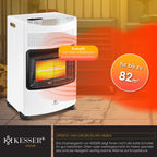 KESSER® 4200 Watt Keramik Piezo Gasheizer inkl. Gasdruckregler Gasschlauch + Schutzhülle, Gasheizofen Heizstrahler Gasheizgerät Infrarot Keramikbrenner, Butan- oder Propangasflaschen bis 15kg, Weiss
