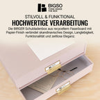 BIGSO BIRGER Schubladenbox – Aufbewahrungsbox mit 2 Schubladen – Schreibtisch Ablage für Dokumente & Bürobedarf – Ablagesystem aus recycelter Faserplatte und Papier – rosa