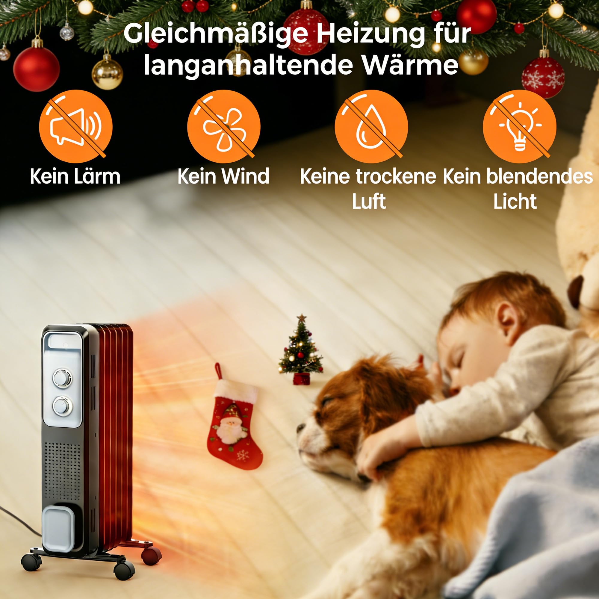 COWSAR Ölradiator energiesparend, Schnelle Wärme, 3 Heizstufen mit Rollen & Griff, Kipp- und Überhitzungsschutz, Büro/Garten/Wohn- und Schlafzimmer, Matt Schwarz