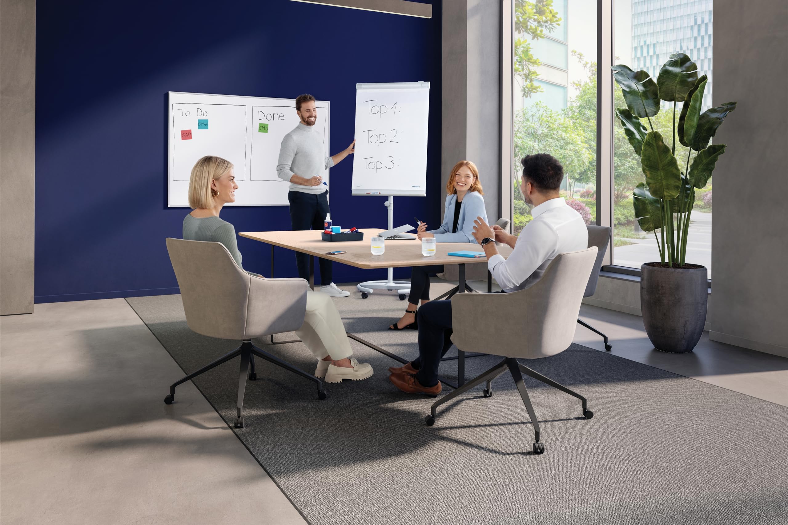 FRANKEN Magnetisches Whiteboard 200 x 100 cm, Magnettafel mit lackierter Stahl-Oberfläche, Schreibtafel inkl. FRANKEN Marker & Ablageschale, Für Büro, Home Office & Schule, Aluminiumrahmen, X-tra!Line